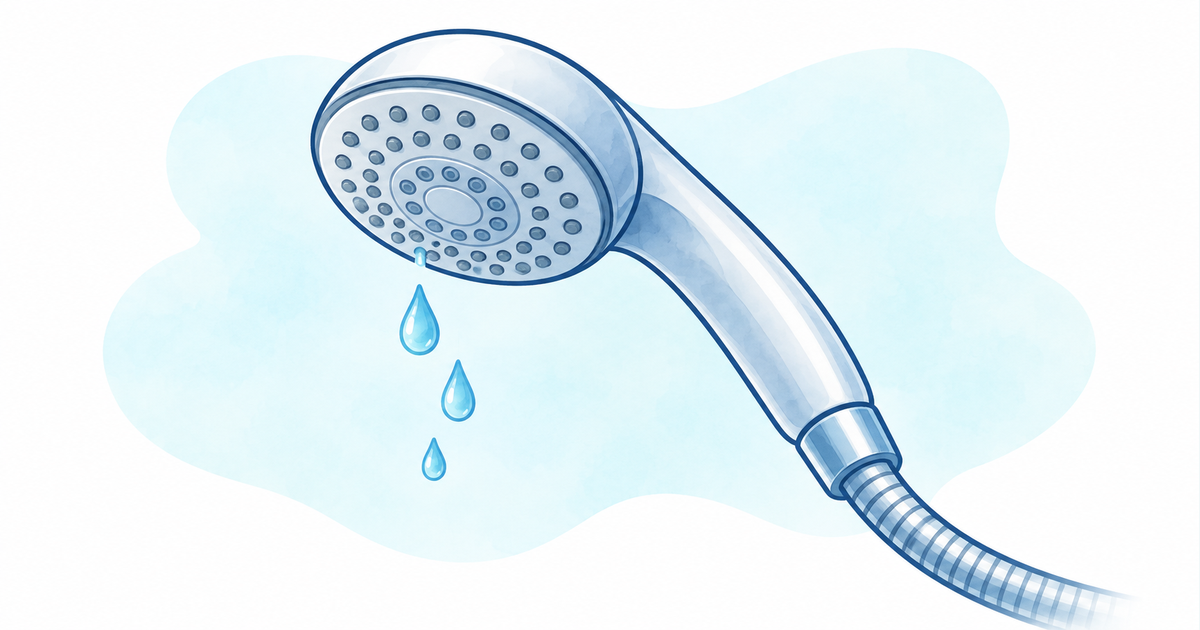 シャワーヘッドから水滴が落ちるイラスト